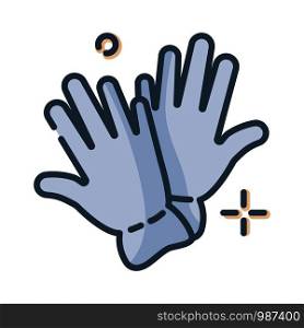 Lawn care and gardening - color filled outline icon, pair of gloves for garden work, isolated simple sing with garden work clothes or accessory on white background, vector for web, app. Lawn Care Vector