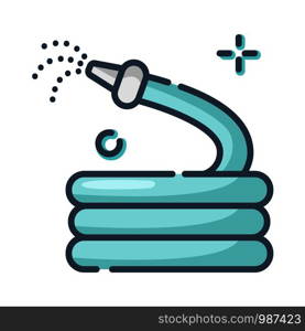 Lawn care and watering - color filled outline icon, lawn grass service, gardening and landscaping, isolated simple sing with tool for watering on white background, vector for web, app. Lawn Care Vector
