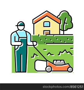 lawn care landscape color icon vector. lawn care landscape sign. isolated symbol illustration. lawn care landscape color icon vector illustration