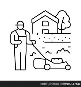 lawn care landscape line icon vector. lawn care landscape sign. isolated contour symbol black illustration. lawn care landscape line icon vector illustration
