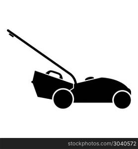Lawn mower icon black color vector illustration flat style simple image