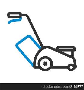 Lawn Mower Icon. Editable Bold Outline With Color Fill Design. Vector Illustration.