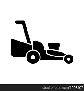 lawn mower icon in silhouette style