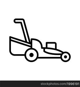 lawn mower line icon, minimalist design
