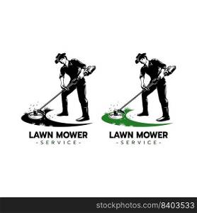 Lawn mower service logo icon isolated,Lawn mowing cutting grass,Gardener service logo icon isolated on white background vector illustration