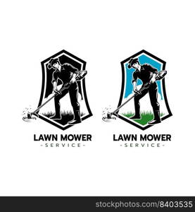 Lawn mower service logo icon isolated,Lawn mowing cutting grass,Gardener service logo icon isolated on white background vector illustration