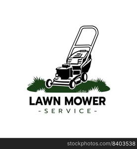 Lawn mower service logo icon isolated,Lawn mowing cutting grass,Gardener service logo icon isolated on white background vector illustration