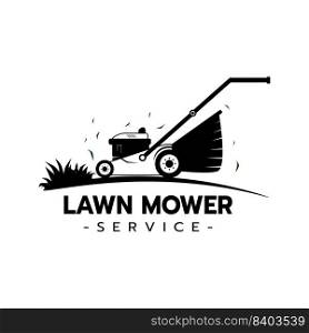 Lawn mower service logo icon isolated,Lawn mowing cutting grass,Gardener service logo icon isolated on white background vector illustration