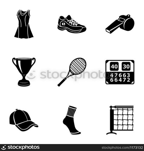 Lawn tennis icons set. Simple set of 9 lawn tennis vector icons for web isolated on white background. Lawn tennis icons set, simple style