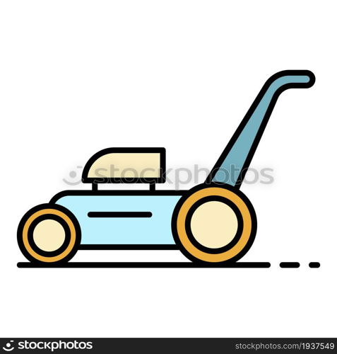 Lawnmower icon. Outline lawnmower vector icon color flat isolated. Lawnmower icon color outline vector