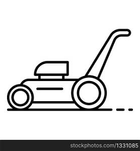 Lawnmower icon. Outline lawnmower vector icon for web design isolated on white background. Lawnmower icon, outline style