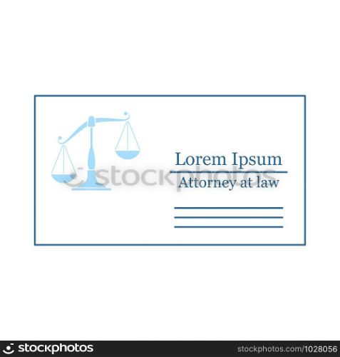 Lawyer Business Card Icon. Thin Line With Blue Fill Design. Vector Illustration.