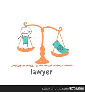 lawyer. Fun cartoon style illustration. The situation of life.