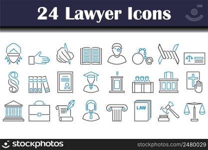 Lawyer Icon Set. Editable Bold Outline With Color Fill Design. Vector Illustration.