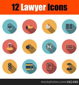 Lawyer Icon Set. Flat Design With Long Shadow. Vector illustration.