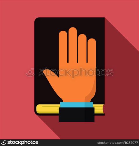 Lawyer oath icon. Flat illustration of lawyer oath vector icon for web design. Lawyer oath icon, flat style