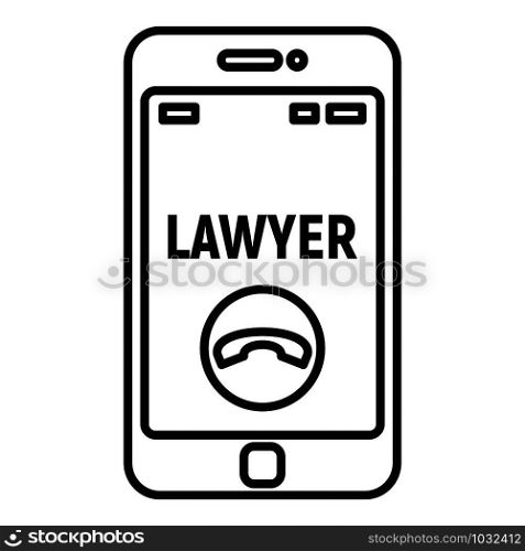 Lawyer phone call icon. Outline lawyer phone call vector icon for web design isolated on white background. Lawyer phone call icon, outline style