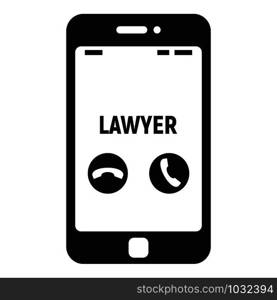 Lawyer phone call icon. Simple illustration of lawyer phone call vector icon for web design isolated on white background. Lawyer phone call icon, simple style