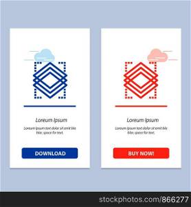 Layers, Object, Layer, Server Blue and Red Download and Buy Now web Widget Card Template