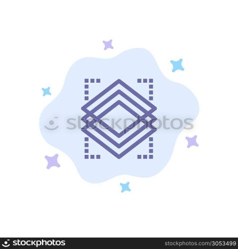 Layers, Object, Layer, Server Blue Icon on Abstract Cloud Background