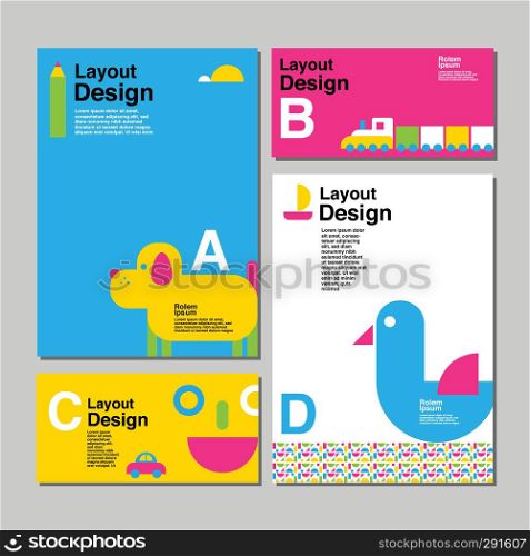 Layout Design, Template Stationary, Colorful, Kids, vector illustration.