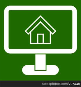 Layout of house icon white isolated on green background. Vector illustration. Layout of house icon green