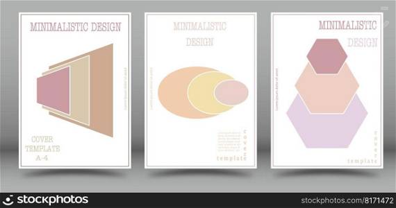 Layout of the book cover, brochures, booklets. A set of templates with geometric shapes in a minimalist style. A creative idea with pastel shades. Modern pastel colors