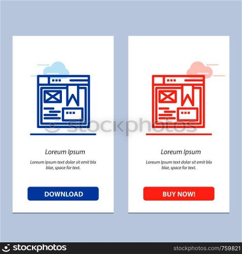 Layout, Web, Design, Website Blue and Red Download and Buy Now web Widget Card Template