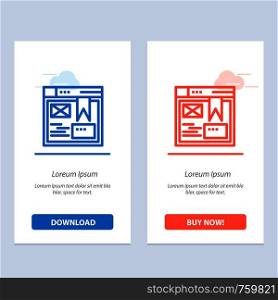 Layout, Web, Design, Website Blue and Red Download and Buy Now web Widget Card Template