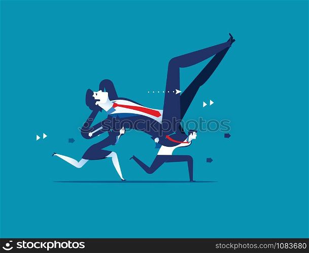 Laziness. Business people is carrying Boss. Concept business vector illustration.