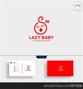 Lazy baby, lazy child creative logo template vector illustration, icon elements isolated with business card. Lazy baby, lazy child creative logo template with business card