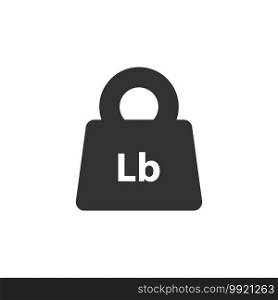 Lb, Lbs weight mass black simple flat icon. Old barbell press in flat design. Black silhouette isolated on white background. Weight pictogram. Imperial system of units. Lb, Lbs weight mass black simple flat icon