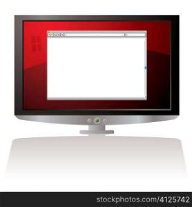 LCD Monitor with red background and web browser