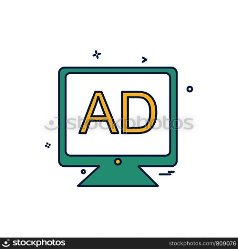 lcd multimedia business office icon vector desige