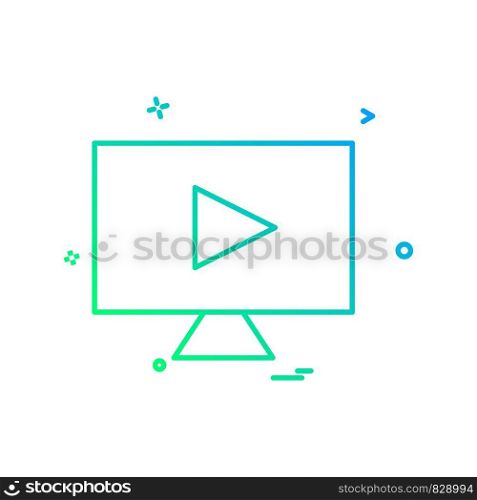 lcd screen play icon design vector