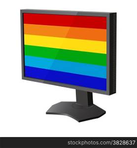 lcd tv monitor with pride flag on the screen. Vector illustration