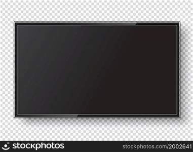 lcd tv screen isolated transparent background vector flat black television panel glass border realistic blank led smart