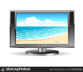 LCD TV with a beautiful seascape on a screen