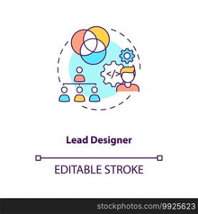 Lead designer concept icon. Game designers types. Creating modern project with powerful team. Employee idea thin line illustration. Vector isolated outline RGB color drawing. Editable stroke. Lead designer concept icon