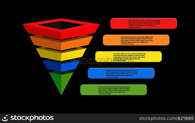 Lead generation, sales funnel. Infographics for presentations of applications and websites, 3D simulation, flat design