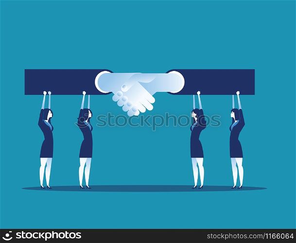 Leader. Business team agreement and handshake. Concept business vector illustration.