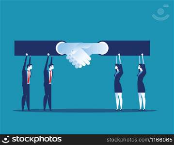Leader. Business team agreement and handshake. Concept business vector illustration.
