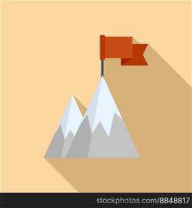 Leader flag on mountain icon flat vector. Top career. Business target. Leader flag on mountain icon flat vector. Top career