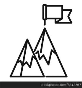 Leader flag on mountain icon outline vector. Top career. Business target. Leader flag on mountain icon outline vector. Top career