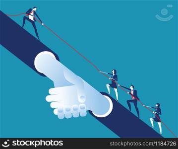 Leader helping business team. Concept business vector illustration. Flat desing style.
