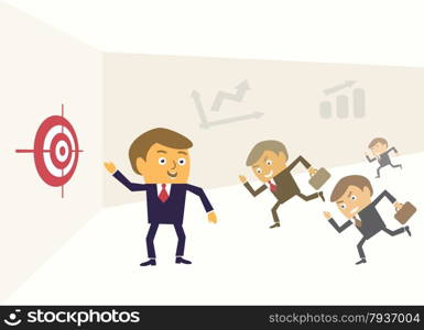 Leader shows target financial success achievement concept vector illustration.