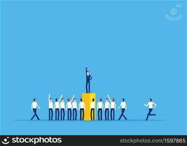 Leader speech and crowd of people. Business vector illustration , The Real leader concept, Flat character style design, Communication, Group of people.