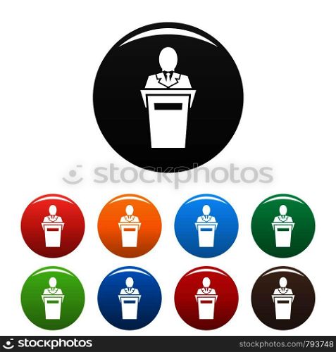 Leader speech icons set 9 color vector isolated on white for any design. Leader speech icons set color