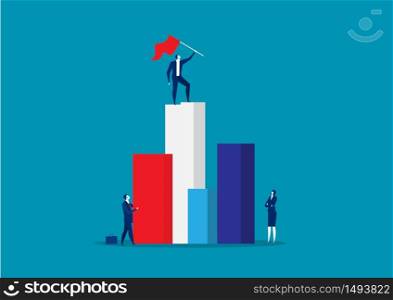 Leader Stand with Hoisted Red Flag on Top.vector illustrator.