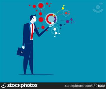 Leader with analyze of business. Concept business vector illustration. Flat character style, Cartoon business style, Intelligence, Management.